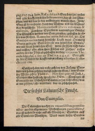 Die sechste Calvinische Frucht. Von Evangelio.