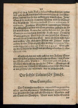 Die sechste Calvinische Frucht. Von Evangelio.
