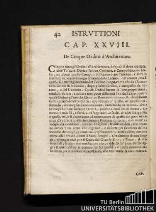 Cap. XXVIII De'cinque ordini d'architettura