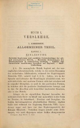 Englische Metrik : in historischer und systematischer Entwickelung dargestellt, 2,1. Neuenglische Metrik ; 1. Hälfte, Verslehre