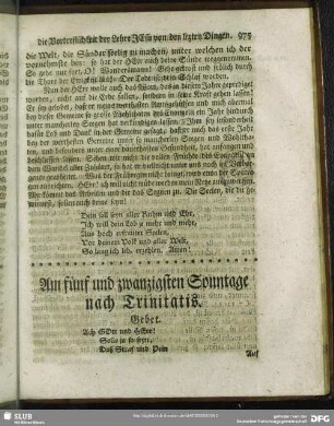 Am fünf und zwanzigsten Sonntage nach Trinitatis