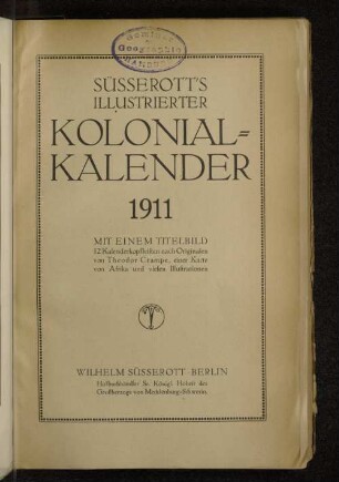 1911: Süsserott's illustrierter Kolonial-Kalender