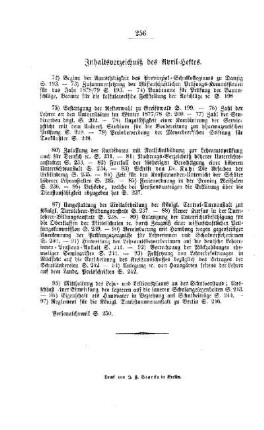 Inhaltsverzeichniß des April-Heftes