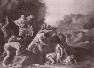 Moses schlägt Wasser aus dem Felsen