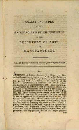 The repertory of arts and manufactures : consisting of original communications, specifications of patent inventions and selections of useful practical papers ... [16,a]