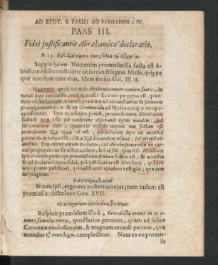 Pars III. Fidei iustificantis Abrahamicae declaratio.