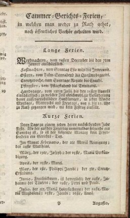 Cammer-Gerichts-Ferien,[...]