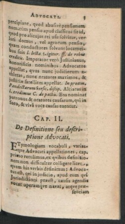 Cap. II. De Definitione seu descriptione Advocati.