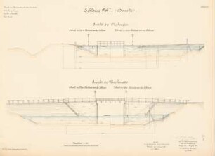 Dortmund-Ems-Kanal. Schleuse, Hesselte: Oberhaupt, Unterhaupt: Ansichten, Schnitte 1:100