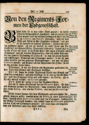 Von den Regiments-Formen der Eydgenoßschaft