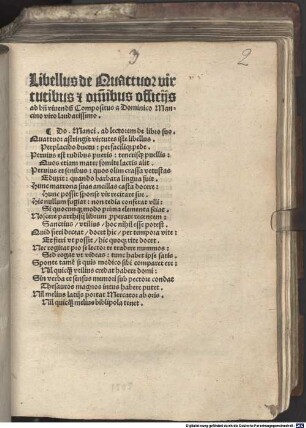 Libellus de quatuor virtutibus, et omnibus officiis ad bene vivendum ... pertinentibus