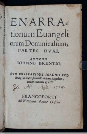 Enarrationum Euangeliorum Dominicalium, Partes Dvae
