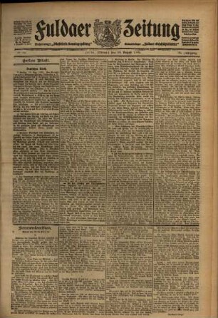 Erste Ausgabe vom Mittwoch, den 18. August 1909.