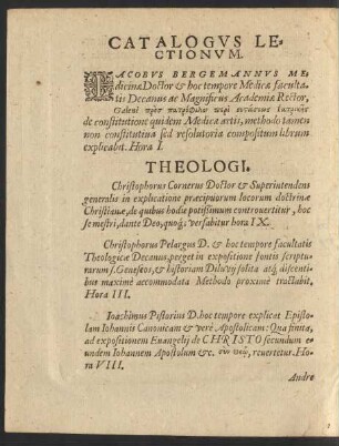 Catalogus Lectionum.