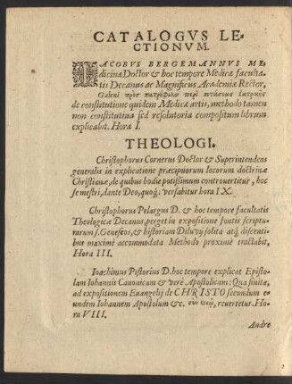 Catalogus Lectionum.