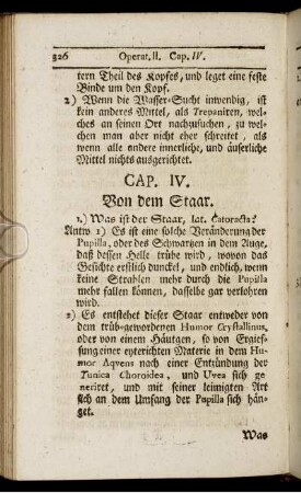 Cap. IV. Von dem Staar.