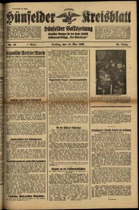 Erste Ausgabe vom Freitag, den 19. Mai 1939.