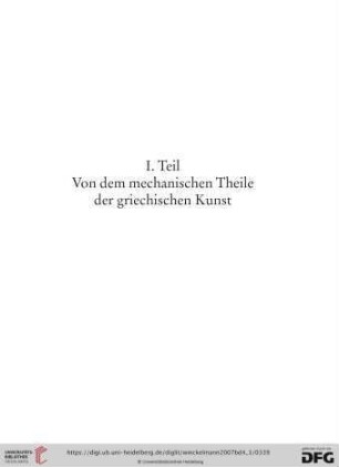 Von dem mechanischen Theile der griechischen Kunst