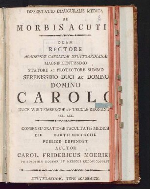 Dissertatio Inauguralis Medica De Morbis Acutis