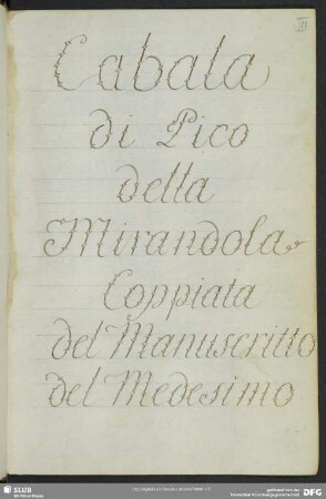 Bl. III-S. 152: Cabala di Pico della Mirandola