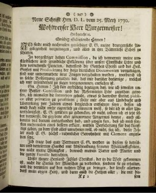 Neue Schrifft Hrn. D. L. vom 25. Mertz 1730.