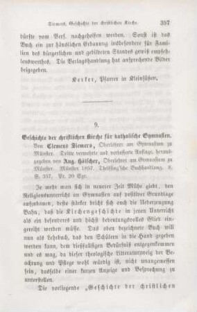 357-364 [Rezension] Geschichte der christlichen Kirche für katholische Gymnasien