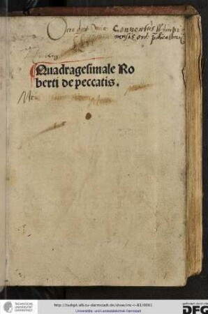 [Sermones] quadragesimale[s] de peccatis