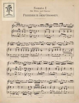 Musikalische Werke : Sonaten für Flöte und Clavier, 1