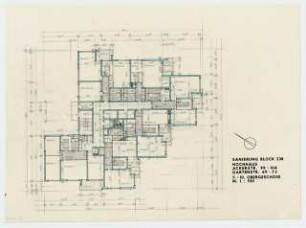 Erweiterung und Sanierung Ernst Reuter Siedlung, Berlin-Gesundbrunnen: Grundriss 7.-10. Obergeschoss Hochhaus 1:100