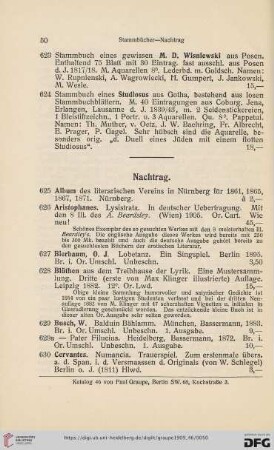 Nachtrag (Nr. 625 - 653)