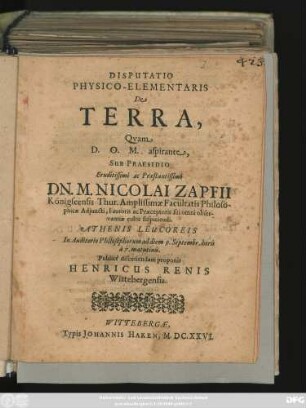 Disputatio Physico-Elementaris De Terra