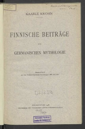 Finnische Beiträge zur germanischen Mythologie