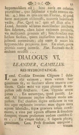Dialogus VI. Leander, camillus.