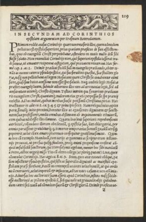 In Secundam Ad Corinthios epistolam argumentum per Erasmum Roterodamum.