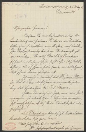 Brief an B. Schott's Söhne : 01.03.1914