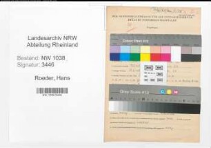 Entnazifizierung Hans Roeder , geb. 03.04.1912 (Zollbeamter)