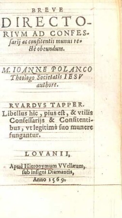 Breve Directorium Ad Confessarii ac confitentis munus recte obeundum