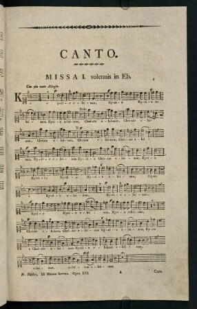 1-14, Canto. Missa I. solennis in Eb.