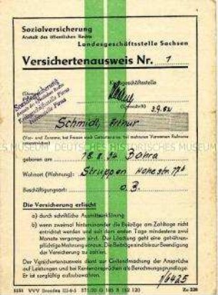 Ausweis der Sozialversicherung der DDR