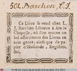 Exlibris des L. J. Barchon