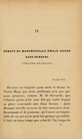 IX Débuts de Mademoiselle Émilie Guyon dans Hernani