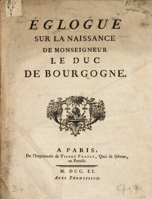 Églogue Sur La Naissance De Monseigneur Le Duc De Bourgogne