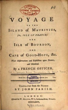 A voyage to the Island of Mauritius, (or, Isle of France), the Isle of Bourbon, ...