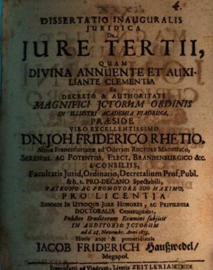 Diss. inaug. ... de iure tertii