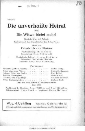 Die unverhoffte Heirat oder Die Witwe bietet mehr!