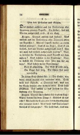 §. 3. Von den Urtheilen und Sätzen