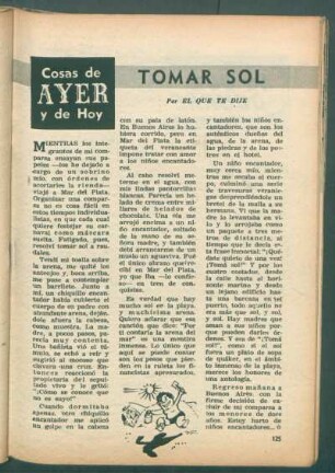 Tomar sol : Cosas de ayer y de hoy