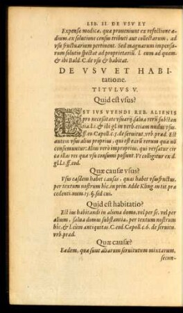 De Usu Et Habitatione. Titulus V.