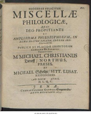 Miscellae Philologicae