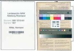 Entnazifizierung Hermann Wilke , geb. 21.08.1902 (Schlosser)